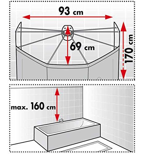 Spirella colección Ombrella, Cabina baño (Cortina y Estructura), 100% PVC, Transparente, 200 x 170