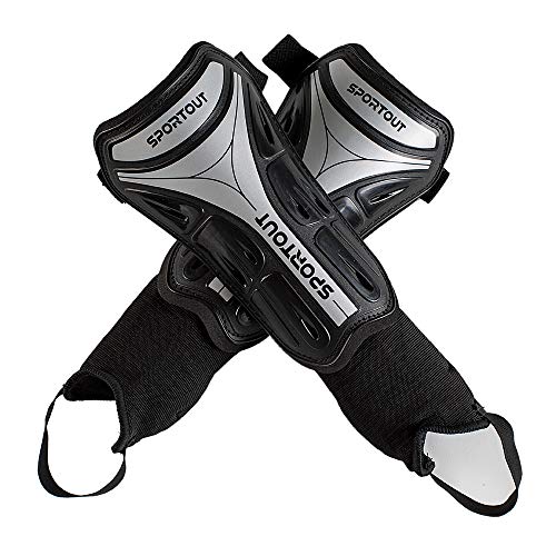 Sportout Adultos jóvenes niños fútbol espinilleras,Protección completa para su pierna, con protección de tobillo acolchada para evitar lesiones, 4 tamaños (M)