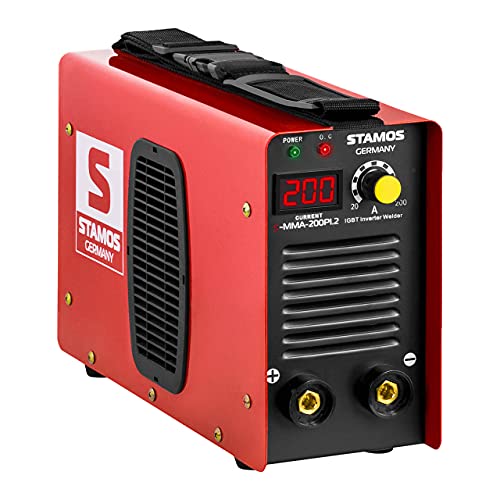 Stamos Germany Soldador Inverter Soldadora Equipo de Soldadura Electrodo MMA S-MMA-200PI.2 (200 A, IGBT, Hot Start, Pantalla LED, incl. accesorios)