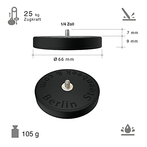 Steenbeek - Soporte magnético para cámara de acción con soporte para GoPro (compatible con cámara de acción GoPro, como GoPro Insta360 DJI Osmo, imán de neodimio de 66 mm, con rosca de foto de 1/4")