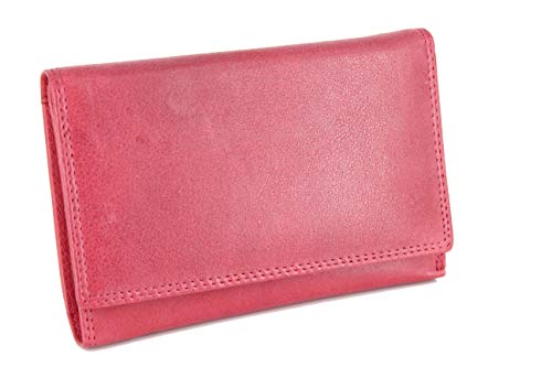 STEFANO Monedero grande de piel suave para mujer, varios modelos, M2 rojo. (Negro) - .