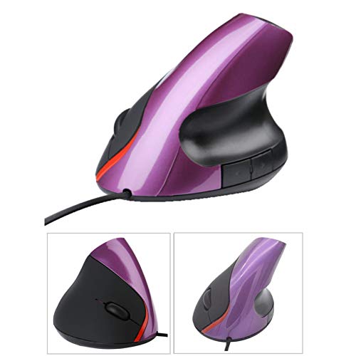 strimusimak Ratón con cable de pie vertical ratón ergonómico universal 1600dpi USB 5 botones ajustables para PC accesorio de ordenador regalo púrpura con cable
