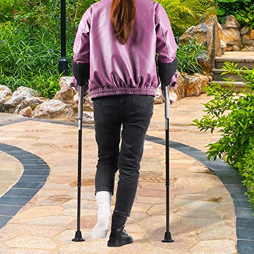 STXMY Muleta Plegable Adulto (1 Unidad), Muletas Adulto Regulables Ligeras Ergonómicas, Muletas Ortopédicas Médicas, Negro/Rosa/Azul (Color : Black)