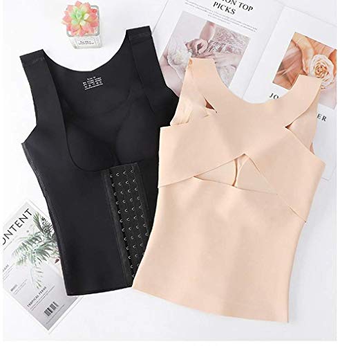 Sujetador Corrector de Postura Cierre Frontal Sujetadores Fitness Chaleco Sujetador Ropa Interior Cruzada Espalda Camisetas sin Mangas (Black,L)
