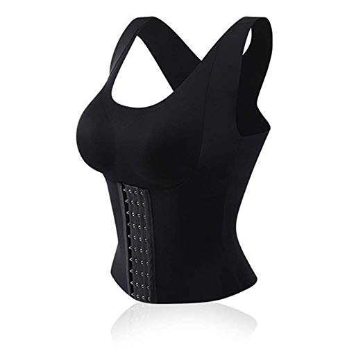 Sujetador Corrector de Postura Cierre Frontal Sujetadores Fitness Chaleco Sujetador Ropa Interior Cruzada Espalda Camisetas sin Mangas (Black,L)