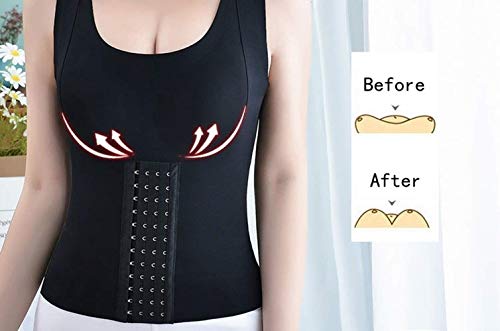 Sujetador Corrector de Postura Cierre Frontal Sujetadores Fitness Chaleco Sujetador Ropa Interior Cruzada Espalda Camisetas sin Mangas (Black,L)