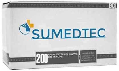 SUMEDTEC - 200 Gasas estériles 7,5 x 7,5 cm .esponjas no tejidas para el cuidado de heridas suministros médicos de primeros auxilios 200 piezas