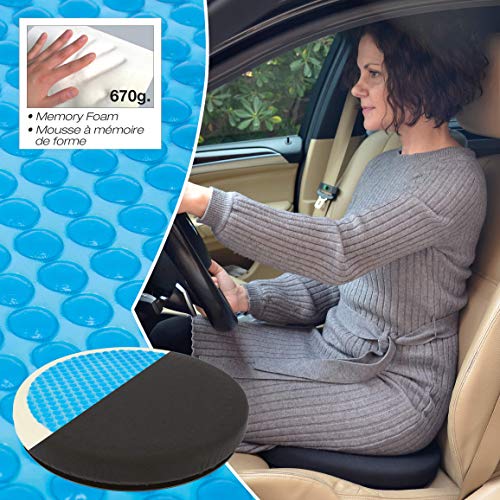 Sumex Cojín Redondo Giratorio 360 Grados Viscolastico, con Gel y Memory Foam para Coche, Oficina y Todo Tipo de Asientos, RK19009