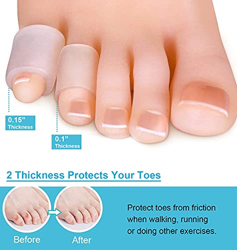 Sumifun Protectores de gel para dedos de los pies, fundas de silicona para el dedo del pie Funda suave y cómoda Pinky Toe para ampollas, callos (3 pares finos + 3 pares gruesos)