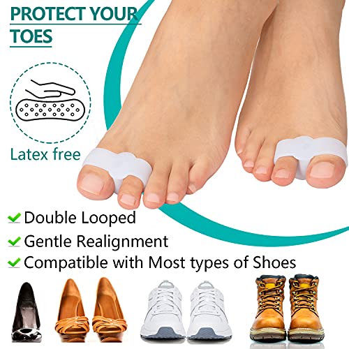 Sumiwish Paquete de 16 correctores de juanetes de gel, separadores de dedos con 2 bucles, gel suave para el dedo gordo del pie, enderezador de dedo adecuado para aliviar el dolor de juanete