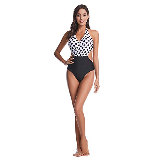 Sunlisky Traje de Baño de Una Pieza Traje de Baño Copas Mujer Halter Elegante Trajes de Baños para Mujer Alta Cintura Push Up