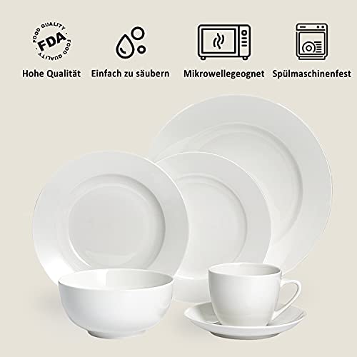 suntun Cuencos de Cereal 6 piezas, 600ml Set de Cuencos Porcelana Juego de Vajillas, Redondo Blanca Crema Cuencos de Sopa, Postre, 14cm Modernas Tazones Desayuno Cuencos de Aperitivo para 6 Personas