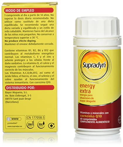 Supradyn Energy Extra Multivitaminas para Deportistas con Vitaminas, Minerales y Coenzima Q10, Ayuda a Activar y Mantener tu Energía y Vitalidad en Situaciones de Mayor Desgaste, 60 Comprimidos