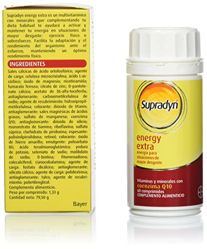 Supradyn Energy Extra Multivitaminas para Deportistas con Vitaminas, Minerales y Coenzima Q10, Ayuda a Activar y Mantener tu Energía y Vitalidad en Situaciones de Mayor Desgaste, 60 Comprimidos