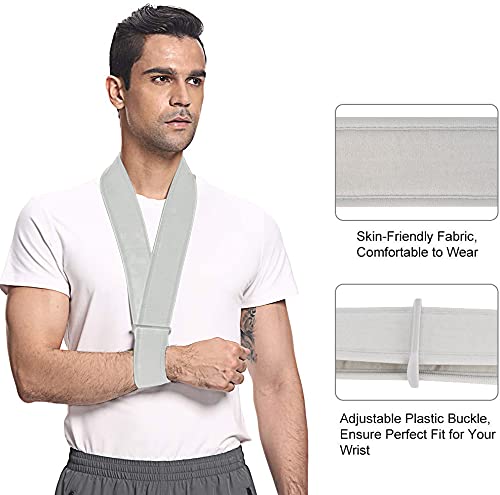 supregear Arnés para el Brazo, Soporte para Cuello Ajustable y Ligero Inmovilizador Soporte para el Brazo Simple Soporte para el Hombro Transpirable para Lesionado Brazo/Mano/Codo Arm Sling (Gris)