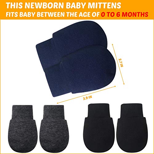 Syhood 9 Pares de Manoplas de Bebés Recién Nacidos Guantes de Bebés y Niños Pequeños Guantes de Algodón sin Arañazos Unisex para Bebés Niños Niñas 0-6 Meses (Negro, Azul Marino, Negro-Gris)
