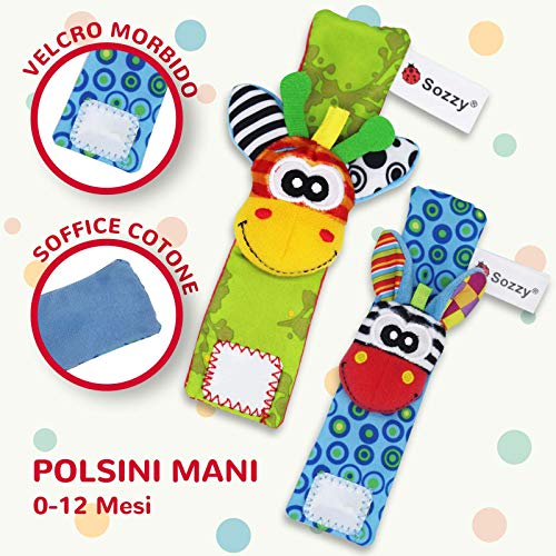 Synchain Baby Rattle Toy - 5 paquetes de muñequeras para recién nacidos con sonajeros, simpáticos animales Developmental Soft Toys para bebés de 0 a 12 meses