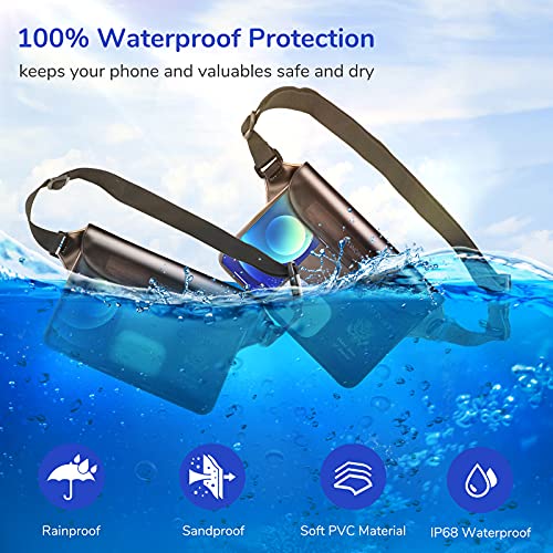 Syncwire Bolsa Impermeable IP68 [2 Unidades] Bolsa Estanca Riñonera Impermeable con Correa de Cintura Ajustable, Funda Impermeable para Playa, Natación, Windsurf, Kayak, Pesca, Senderismo etc.