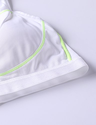 SYROKAN - Sujetador Deportivo con Cremallera Delantera para Mujer Blanco 85B