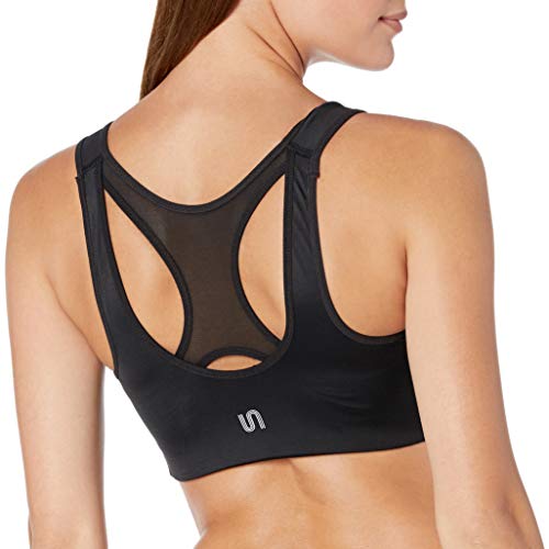 SYROKAN Sujetador Deportivo para Mujer Alto Impacto Sujetador Deportivo con Cremallera Negro 90C