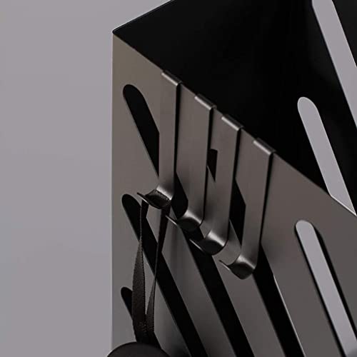 Sywlwxkq Paragüero Comercial, Moderno y Simple Banco de Metal Oficina del Hotel Estante de Almacenamiento de Paraguas Creativo con 4 Ganchos, Negro, Blanco (Color: Negro)