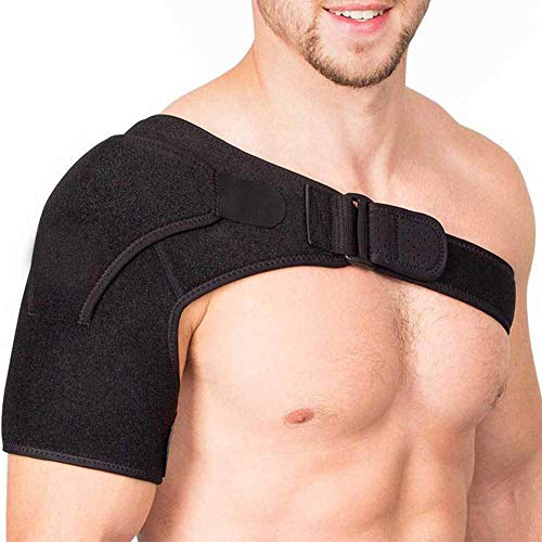 Szdc88 Soporte Hombro Correa - Ajustable Unisex Talla Única Sports Individual Hombro Tirantes para Izquierdo o Derecho Hombro para Njury Recuperación, Músculo Alivio, Junta Protección - Negro, 50x23cm