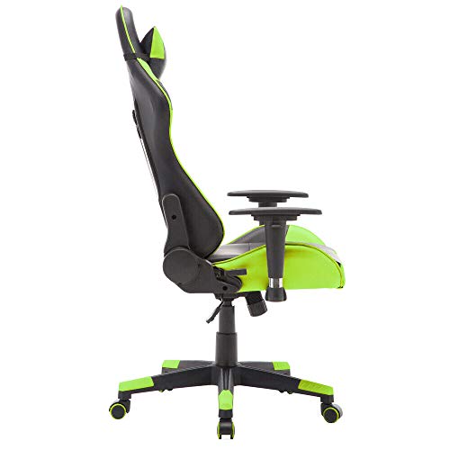 T-LoVendo TY-OC-RC1-GREEN Silla Gaming Oficina Racing Sillon Gamer Despacho Profesional Videojuegos PC