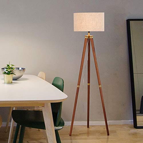 Table lamp Home Mall- Madera Moderna Lámpara De Pie, con El Paño Pantalla, For Sala De Estar Dormitorio 160cm E27 (Color : Linen lampshade)