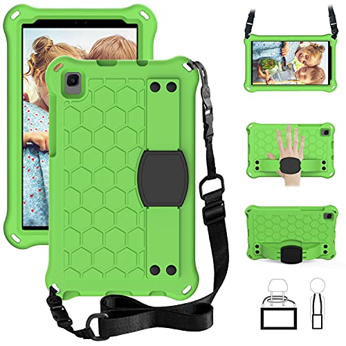 Tablet PC Bolsas Bandolera Para Samsung Galaxy Tab A7 Lite Case 2021 8.7 pulgadas SM-T225 / T220 Tableta a prueba de golpes EVA Cubrir con correa de hombro y correa de mano. ( Color : Green+Black )