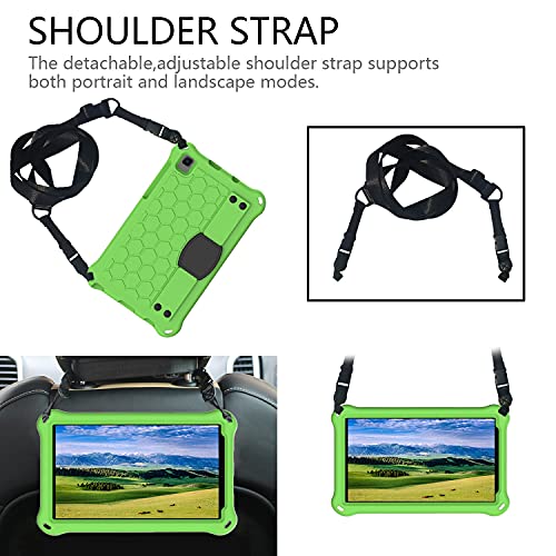 Tablet PC Bolsas Bandolera Para Samsung Galaxy Tab A7 Lite Case 2021 8.7 pulgadas SM-T225 / T220 Tableta a prueba de golpes EVA Cubrir con correa de hombro y correa de mano. ( Color : Green+Black )