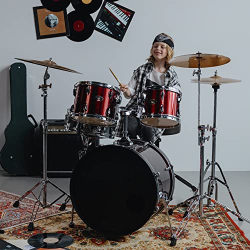 Taburete de Batería Plegable Musicales: Asiento Drum Throne Tambor Electronica Ajustable - Taburetes para Baterí con pies Antideslizantes Acolchado Apto para Principiantes Adultos | Niños Metal Negro
