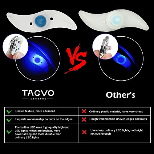 TAGVO 4pcs luz de radios de Bicicleta (rojo+verde+azul+multicolor) con caja delicada,luces de radios de rueda de fácil instalación resistentes al agua,lámpara LED de neón para llantas,3 modos de flash