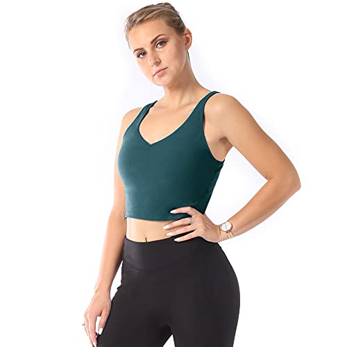 TAIPOVE Sujetador deportivo con cuello en V para mujer, talla media, para correr, gimnasio, entrenamiento, sin alambre, con tiras, sexy, comodidad