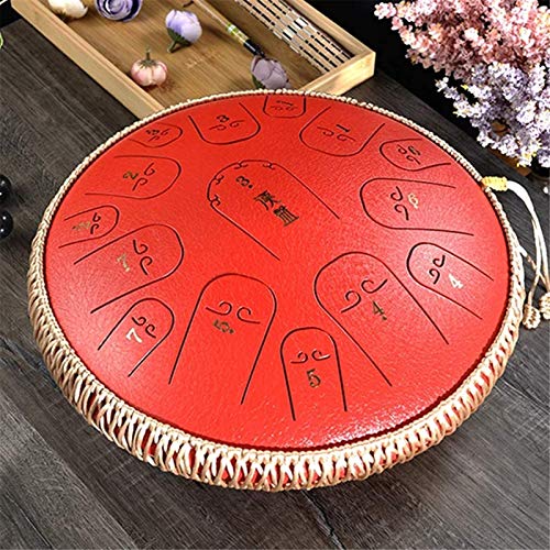 Tambor de la lengua de acero, tambor de tanques Tambor de la lengua de acero, 14 pulgadas 15 notas Tambor de bandeja de mano con bolsa de carrer para adultos Instrumento de percusión para niños para