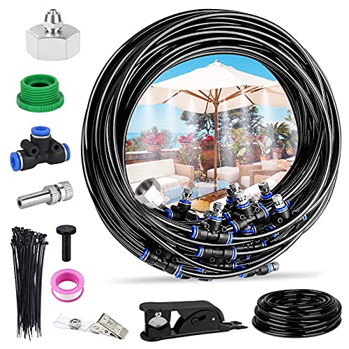 TBCWRH Nebulizador Terraza,Sistema de Enfriamiento Nebulización, DIY Kit Patio Nebulizacion, Kit Nebulizadores para Terrazas para Trampolín, Parque Acuático, Sombrilla, Glorieta,6M