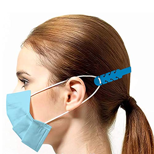 TBOC Salvaorejas Mascarillas Extensor Ajustable - [Pack 5 Piezas] Correa Antideslizante con Hebillas de Silicona [Azul] con Agarres para Sujetar Cuello Aliviar las Molestias Presión Cara Salva Orejas