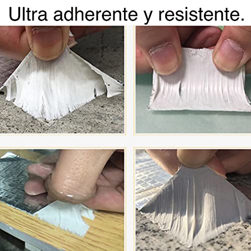Tela asfaltica autoadhesiva + Cutter. Sirve para fugas de agua. Cinta butilo impermeable para tejado, parches para toldos, caravanas. Soporta grandes temperaturas