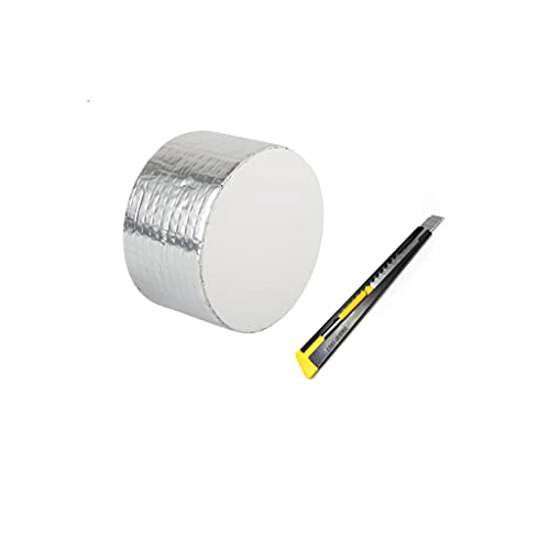 Tela asfaltica autoadhesiva + Cutter. Sirve para fugas de agua. Cinta butilo impermeable para tejado, parches para toldos, caravanas. Soporta grandes temperaturas