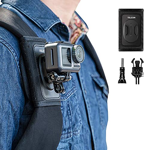 TELESIN Bolsa mochila correa de hombro con almohadilla ajustable para el hombro y gancho J, sistema de fijación para GoPro Hero 8 Hero 7 Hero 6 5 4 3, Session, Osmo Action, Insta 360 Camera