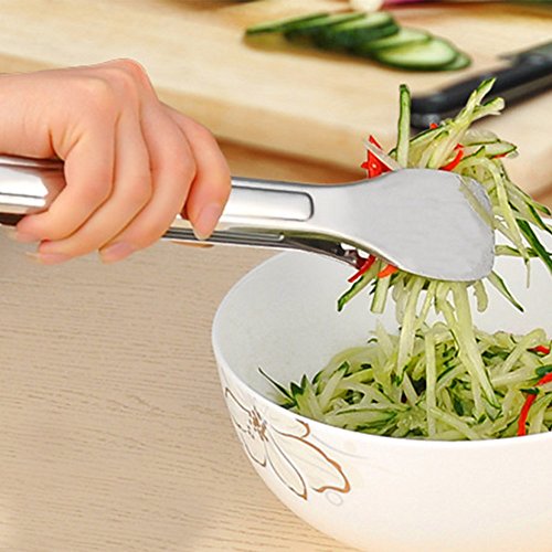 TENTA KITCHEN, bufé de Acero Inoxidable, Que Sirve ensaladas, Pinzas para Barbacoa, Pinzas para Alimentos para freír, cocinar, Recortar Pan Tostado, Asar, pastelería, sándwich, 12"3 Paquetes