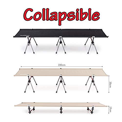 Tentock Cama Que Acampa Plegable a Prueba de Humedad, Camilla de Camping Portátil Ultraligera Al Aire Libre de la Tienda, Carga 200 kg(actualizada,Negro)