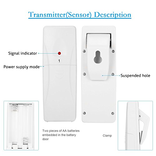 Termómetro de nevera digital LCD grande, termómetro de congelador, termómetro de refrigerador con dos sensores Reloj despertador y registros Mín/Máx [Batería no incluida]