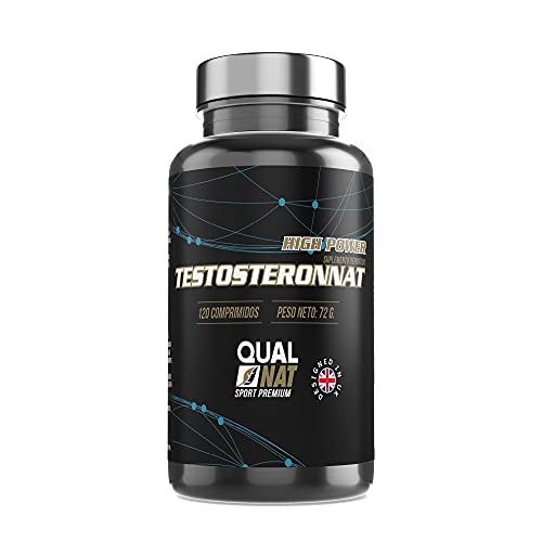 Testosterona Hombre - Testosterona pura120 comprimidos | Para Aumentar la Resistencia y Masa Muscular | Suplemento Deportivo para Mejorar la fuerza y Resistencia | Qualnat