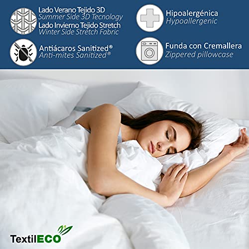 TextilECO Protector de Colchon Acolchado. Funda de Colchon Impermeable Transpirabe Silenciosa. Ecologica Antiacaros. Calidad Suave Comodo. Microseda. Cama 150 x 190/200 cm