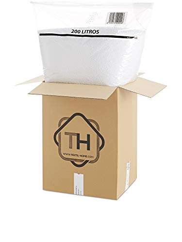 Textilhome - Relleno para Puff de Bolas (Perlas) 60, 100, 200 Y 300 litros - Poliestireno de Alta recuperación y Gran Volumen. (200 litros, Blanco)