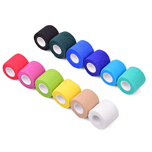 TEYU 12pcs Vendaje Deportivo Fuerte Color al Azar para Prevenir Lesiones Musculares y Articulares para Proteger Muñecas Rodillas Tobillos 5x450cm (1 Set)