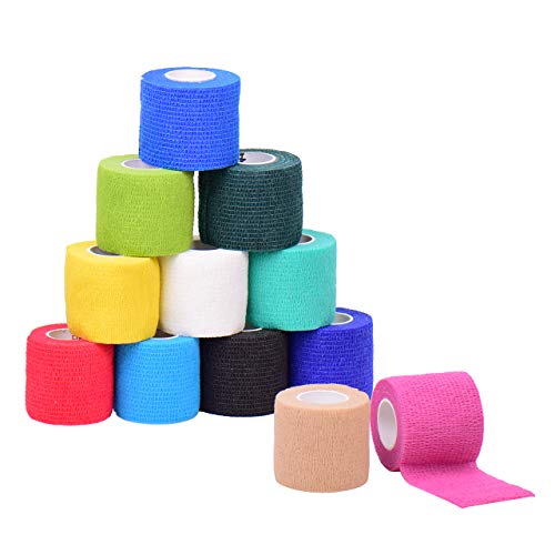 TEYU 12pcs Vendaje Deportivo Fuerte Color al Azar para Prevenir Lesiones Musculares y Articulares para Proteger Muñecas Rodillas Tobillos 5x450cm (1 Set)