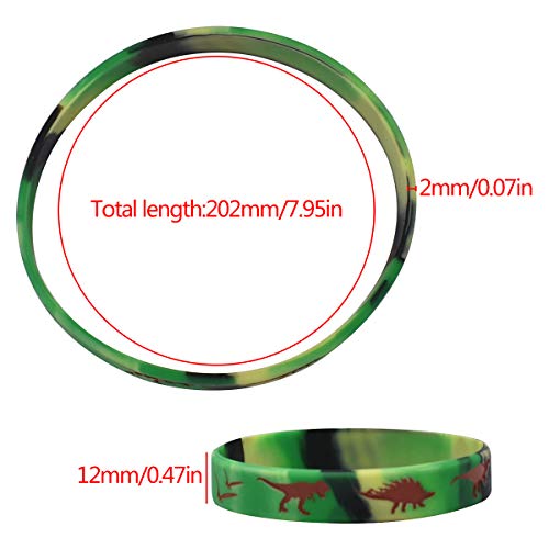 Tianher Pulsera de Silicona Dinosaurio, 50 Piezas Pulsera de Suministros Fiesta Navidad Regalo Pulseras de Silicona para Niños de Cumpleaños.