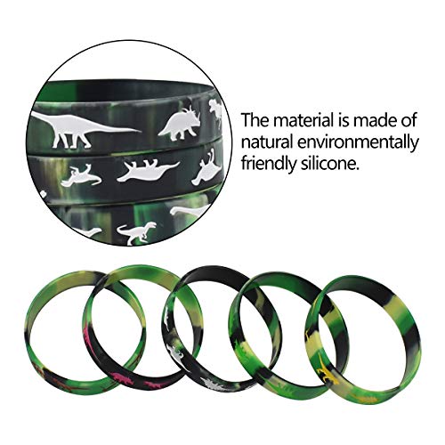 Tianher Pulsera de Silicona Dinosaurio, 50 Piezas Pulsera de Suministros Fiesta Navidad Regalo Pulseras de Silicona para Niños de Cumpleaños.