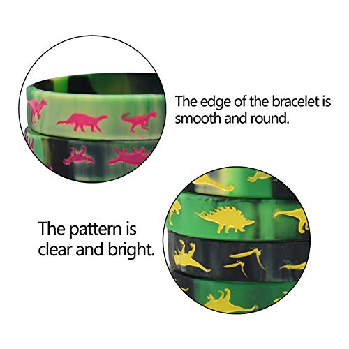 Tianher Pulsera de Silicona Dinosaurio, 50 Piezas Pulsera de Suministros Fiesta Navidad Regalo Pulseras de Silicona para Niños de Cumpleaños.